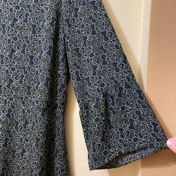 Banana Republic Women's Green/Black Abstract Floral Pattern Midi Dress Size 12 - Picture 4 of 6